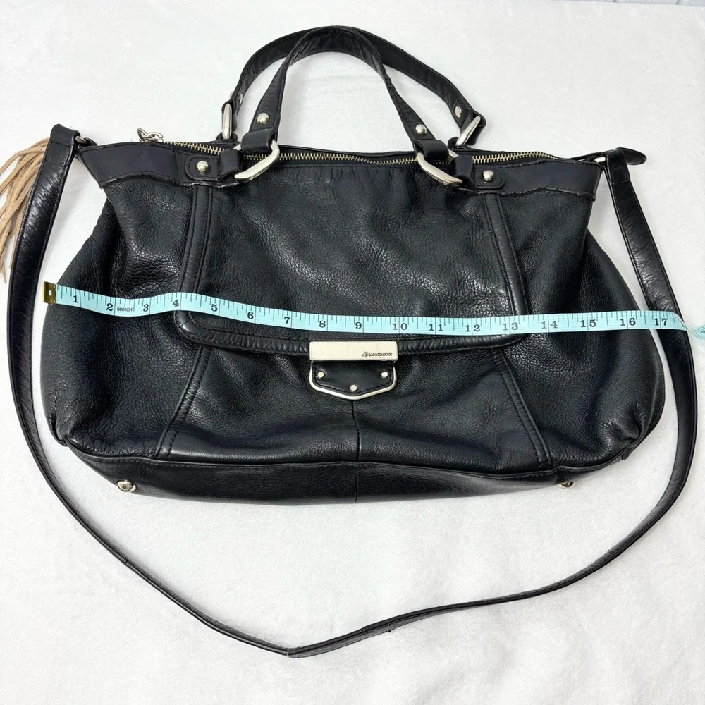B Makowsky Large Black Genuine Leather Handbag‎ Lombard Satchel